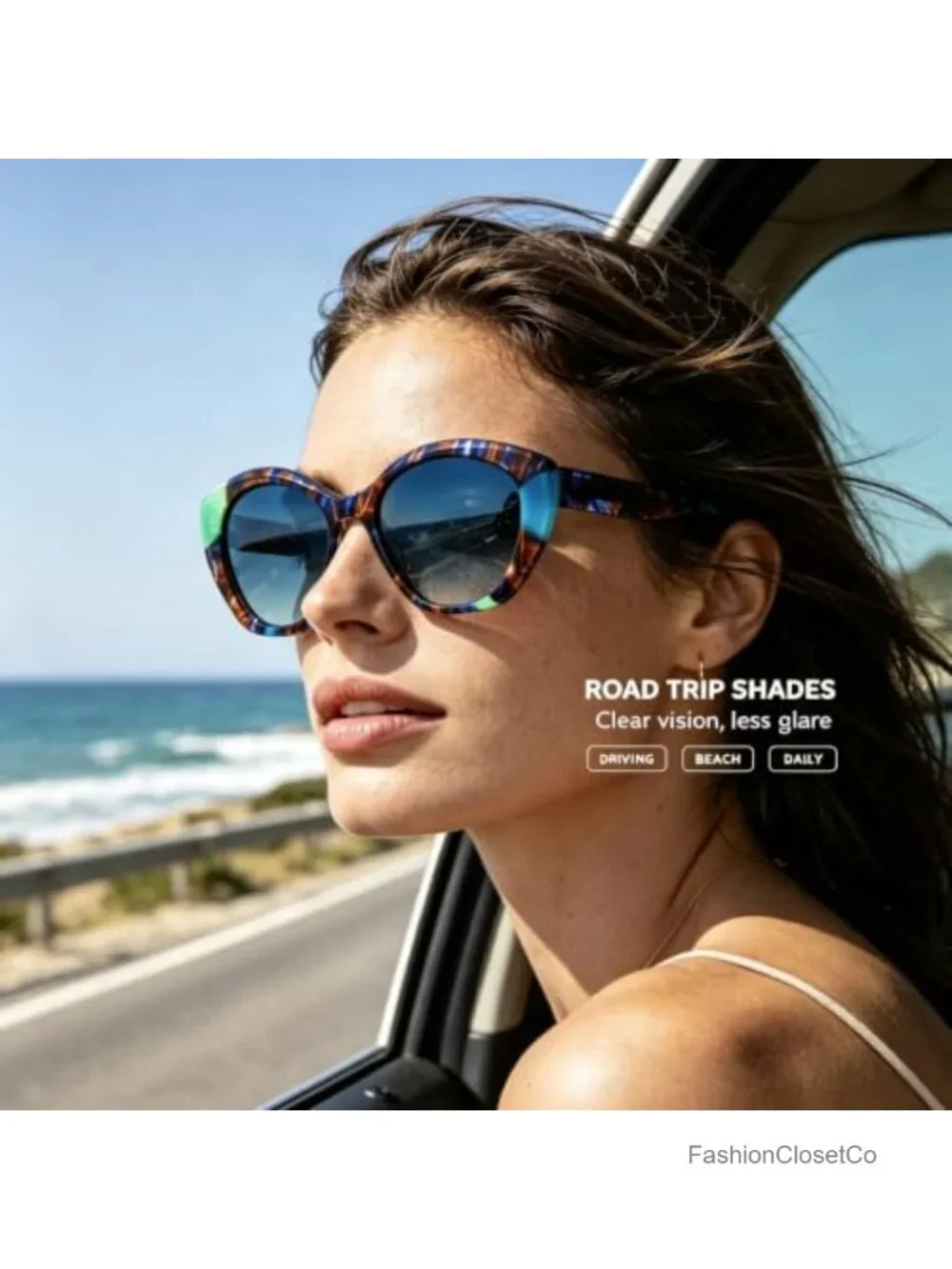 Polarized Cat Eye Sunglasses Acetate Frame UV400 Protection Oversized Vintage